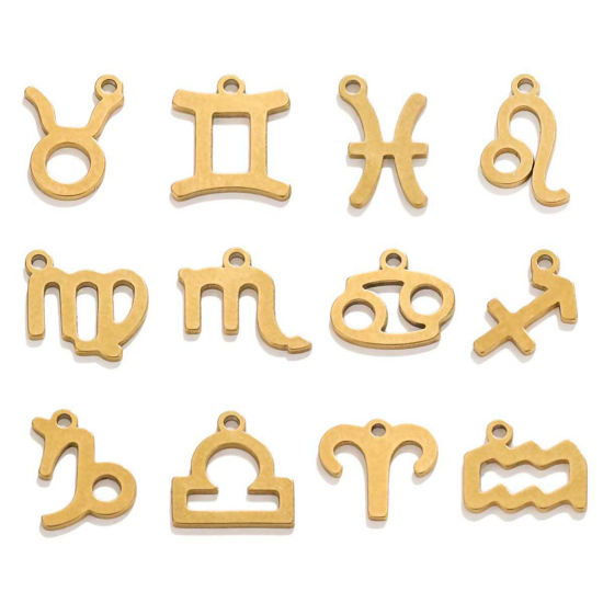 Picture of Vacuum Plating 304 Stainless Steel Charms 18K Gold Plated Constellation Roller Burnishing