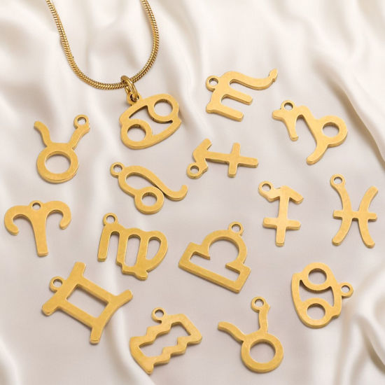 Picture of Vacuum Plating 304 Stainless Steel Charms 18K Gold Plated Constellation Roller Burnishing