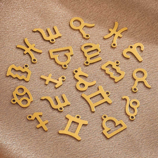 Picture of Vacuum Plating 304 Stainless Steel Charms 18K Gold Plated Constellation Roller Burnishing