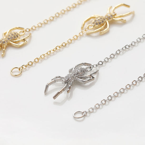 Изображение 1 ШТ Латунь Подвески Хэллоуин Паук Разноцветный кисточка Бижутерия усыпанная мелким фианит Прозрачный Искусственный Циркон 26.5мм x 12.5мм