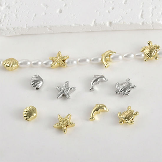 Picture of Hypoallergenic Brass Ocean Jewelry Beads For DIY Jewelry Making Multicolor Shell Star Fish