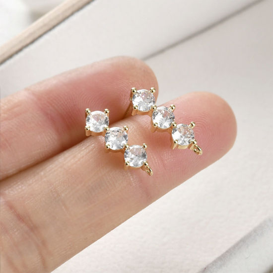 Imagen de 2 Unidades Hipoalergénico Latón Exquisito Pendiente de Poste de Oreja para Accesorios de Fabricación de Joyas de Bricolaje Multicolor Geométrico Con Lazo Transparente Rhinestone