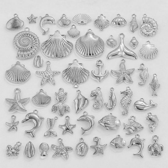 Picture of 304 Stainless Steel Ocean Jewelry Charms Silver Tone