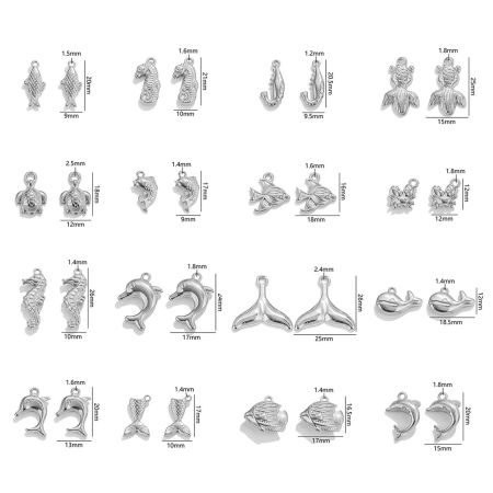 2 Stück 304 Edelstahl Ozean Schmuck Charms Silberfarbe