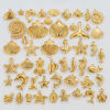 Picture of Vacuum Plating 304 Stainless Steel Ocean Jewelry Charms 18K Gold Plated Shell 3D