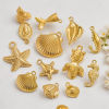 Picture of Vacuum Plating 304 Stainless Steel Ocean Jewelry Charms 18K Gold Plated Shell 3D