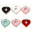 Picture of Vacuum Plating 304 Stainless Steel Valentine's Day Charms Gold Plated Multicolor Heart Circle Ring Enamel