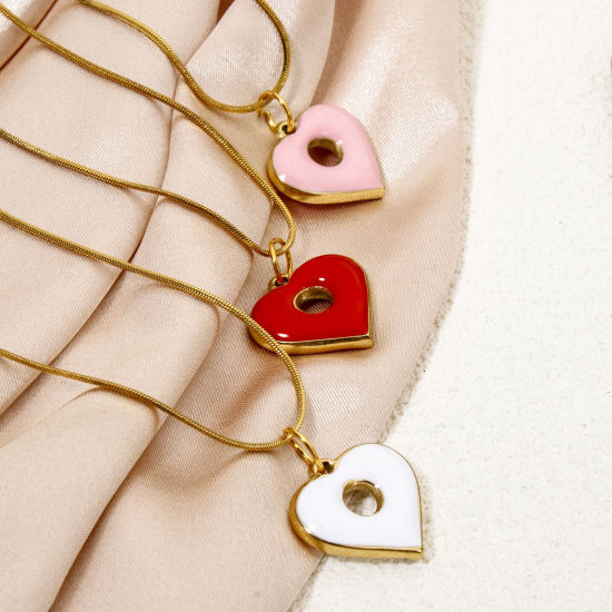 Изображение 1 ШТ вакуумное покрытие 304 Нержавеющая Сталь День святого Валентина Подвески Сердце Позолоченный Разноцветный Кольцеобразный С Эмалью