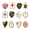 Picture of Vacuum Plating 304 Stainless Steel Elegant Charms Gold Plated Multicolor Oval Rose Flower Enamel