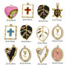 Picture of Vacuum Plating 304 Stainless Steel Elegant Charms Gold Plated Multicolor Oval Rose Flower Enamel