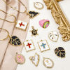 Picture of Vacuum Plating 304 Stainless Steel Elegant Charms Gold Plated Multicolor Oval Rose Flower Enamel