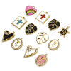 Picture of Vacuum Plating 304 Stainless Steel Elegant Charms Gold Plated Multicolor Oval Rose Flower Enamel