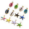 Image de 2 Pcs Breloques en 304 Acier Inoxydable Placage sous Vide Bijoux d'Océan Coquille Doré Multicolore Etoile de Mer Émail