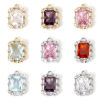 Bild von 1 Stück Umweltfreundlich Messing und Glas Micro Pave Charms Echtgold plattiert Rechteck Bunt Strass 14mm x 10mm