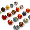 Picture of Ceramic Beads For DIY Jewelry Making Pumpkin Multicolor About 12mm x 11mm, Hole: Approx 2mm