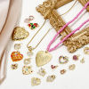 Picture of Eco-friendly Brass Valentine's Day Charms 18K Real Gold Plated Heart Micro Pave