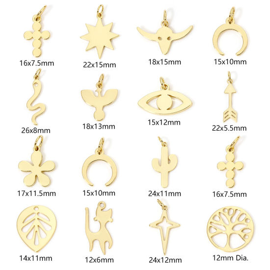 Picture of Eco-friendly Brass Charms 18K Real Gold Plated Eye Star Smooth Blank