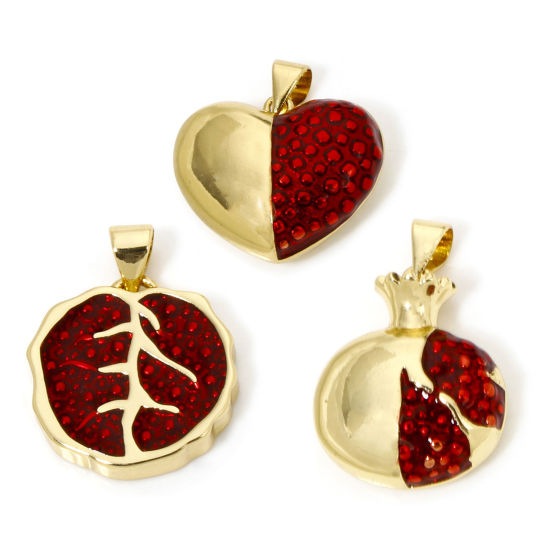 Picture of Eco-friendly Brass Charm Pendant 18K Real Gold Plated Red Enamel