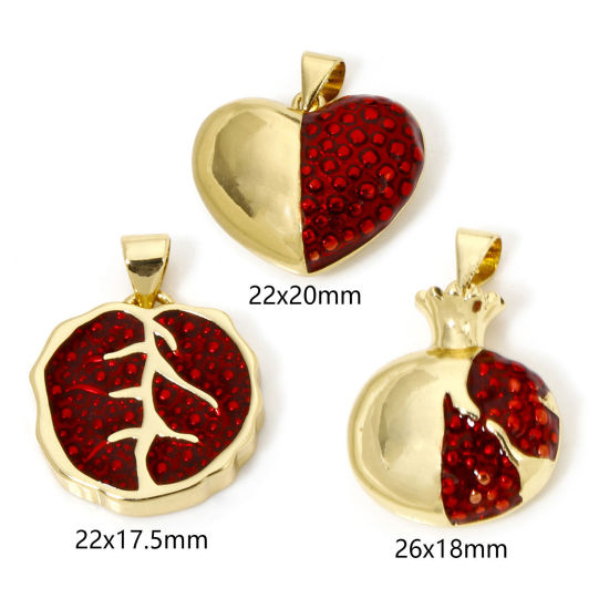 Picture of Eco-friendly Brass Charm Pendant 18K Real Gold Plated Red Enamel