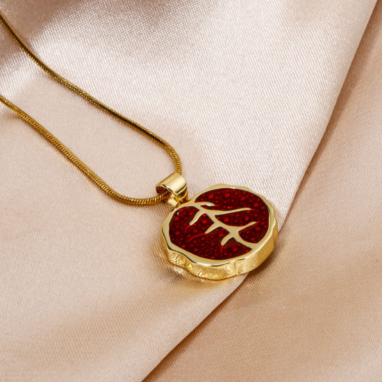 Picture of Eco-friendly Brass Charm Pendant 18K Real Gold Plated Red Enamel