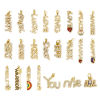 Picture of Eco-friendly Brass Charms 18K Real Gold Plated Message Micro Pave Clear Cubic Zirconia
