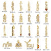 Picture of Eco-friendly Brass Charms 18K Real Gold Plated Message Micro Pave Clear Cubic Zirconia