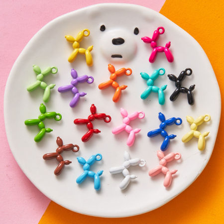 Picture of Zinc Based Alloy Charms Multicolor Balloon Dog 3D 18mm x 15.5mm