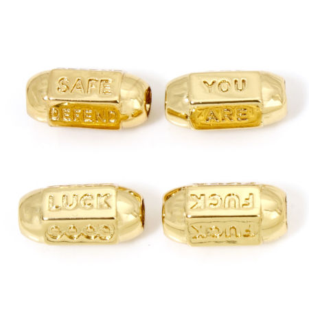 Picture of Eco-friendly Brass Retro Beads For DIY Jewelry Making 18K Real Gold Plated Hexagonal Prism