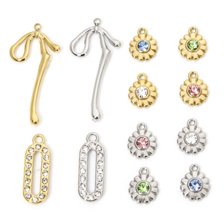 Eco-friendly Vacuum Plating 304 Stainless Steel Exquisite Charms Multicolor Bowknot