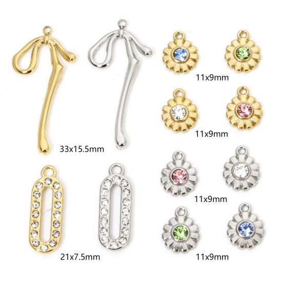 Bild von 1 Stück Umweltfreundliche Vakuumbeschichtung 304 Edelstahl Exquisit Charms Schleife Bunt