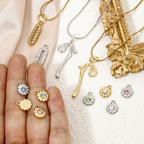 Bild von 1 Stück Umweltfreundliche Vakuumbeschichtung 304 Edelstahl Exquisit Charms Schleife Bunt