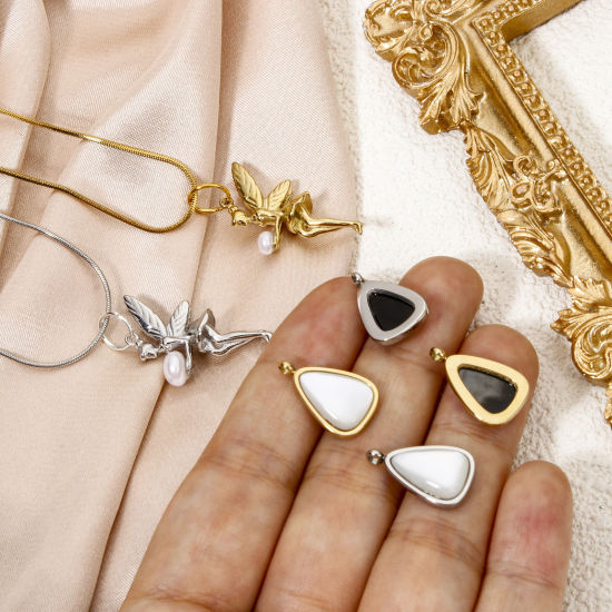 Immagine di 1 Pz Placcatura Sottovuoto Ecologica 304 Acciaio Inossidabile & Conchiglia Elegante Ciondoli Fata Multicolore Shell Imitazione Perla