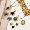 Picture of Eco-friendly Vacuum Plating 304 Stainless Steel & Stone Stylish Charms Gold Plated Multicolor Hemispherical Sparkledust