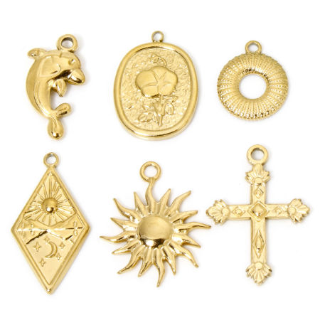Bild von 2 Stück Vakuumbeschichtung 304 Edelstahl Einfach Charms Ring Vergoldet Streifen