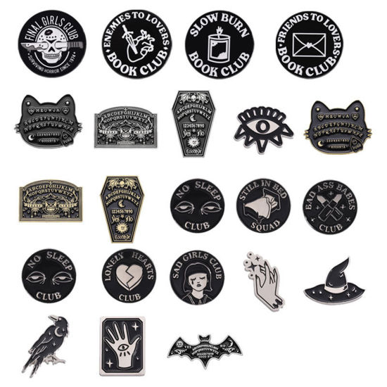 Image de 1 Pièce Broche Epingle Punk Main Etoile Noir Émail