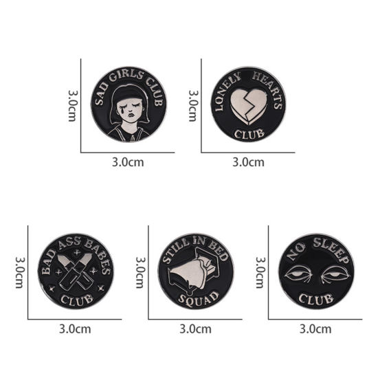 Image de 1 Pièce Broche Epingle Punk Main Etoile Noir Émail