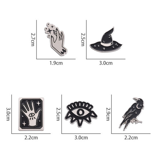 Image de 1 Pièce Broche Epingle Punk Main Etoile Noir Émail