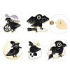 Imagen de 1 Unidad Punk Pin Broches Cuervo Halloween Fantasma Chapado en Oro Negro Esmalte