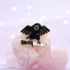 Imagen de 1 Unidad Punk Pin Broches Cuervo Halloween Fantasma Chapado en Oro Negro Esmalte