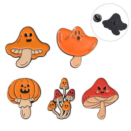 Cute Pin Brooches Mushroom Halloween Ghost Enamel