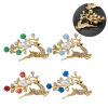 Изображение 1 ШТ Элегантный Основы для Брошей Рождественский северный олень Цветок Позолоченный Разноцветный Имитация жемчуга