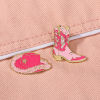 Imagen de 1 Unidad Vaquero del Oeste Pin Broches Bota Corazón Chapado en Oro Rosado Esmalte