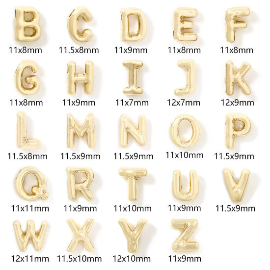 Immagine di 1 Pz Ecologico Ottone Ciondoli Lettera Maiuscola 14K Vero Oro Placcato