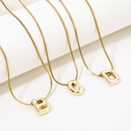 Immagine di 1 Pz Ecologico Ottone Ciondoli Lettera Maiuscola 14K Vero Oro Placcato