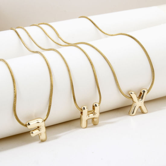 Immagine di 1 Pz Ecologico Ottone Ciondoli Lettera Maiuscola 14K Vero Oro Placcato