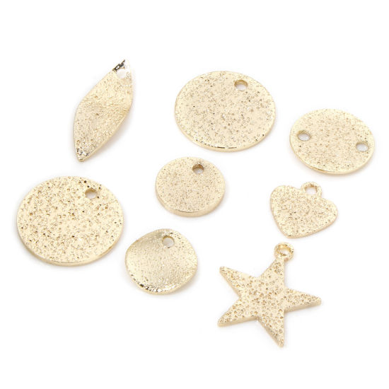 Image de 5 Pcs Breloques Géométrique en Laiton Respectueux de la Nature Plaqué Or Véritable 14K Amas Stellaire