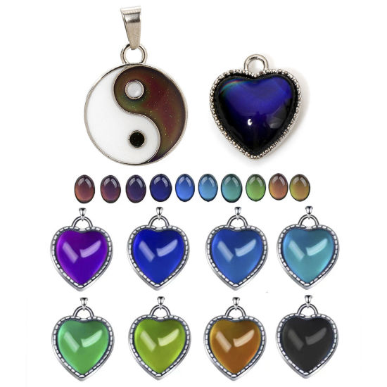 Picture of Zinc Based Alloy Charms Silver Tone Magic Temperature Sensing Color Changing