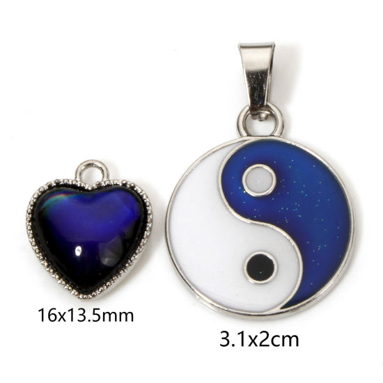 Picture of Zinc Based Alloy Charms Silver Tone Magic Temperature Sensing Color Changing