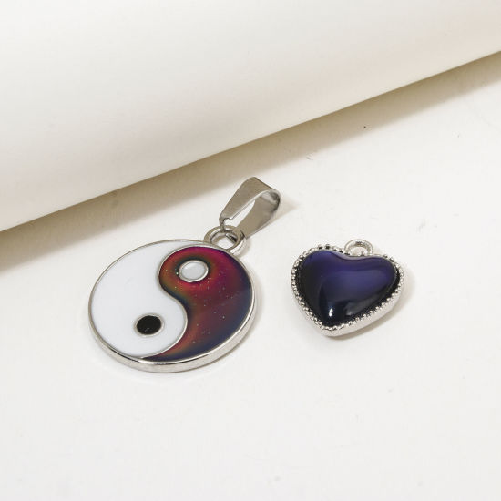 Picture of Zinc Based Alloy Charms Silver Tone Magic Temperature Sensing Color Changing