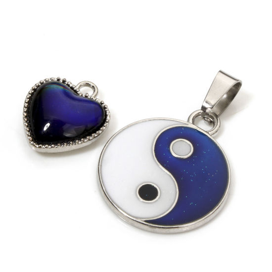 Picture of Zinc Based Alloy Charms Silver Tone Magic Temperature Sensing Color Changing